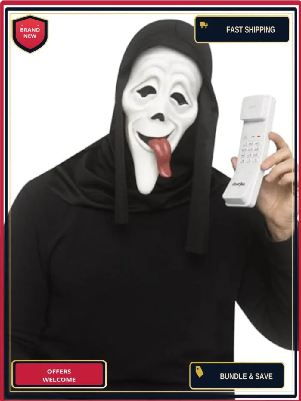 Ghost Face WASSUP! Mask & Phone Kit Halloween Costume Prop Complete Set